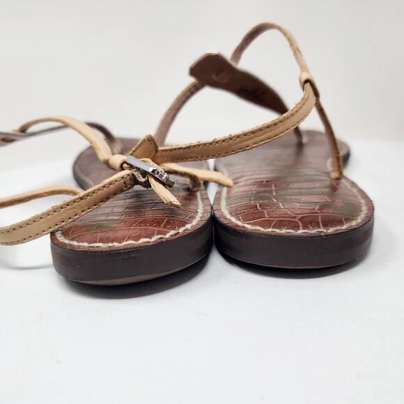 Sam Edelman Gigi Sandal Size 9.5M Iridescent T-Strap Pink Blue Snake Leather - Picture 8 of 14